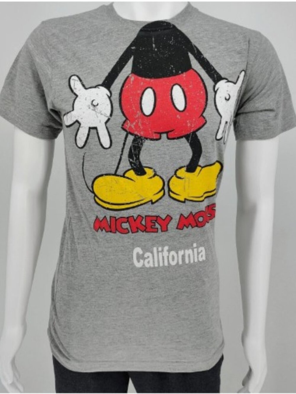 Disney Mickey Mouse California Body Gray Graphic T-Shirt  (Small)